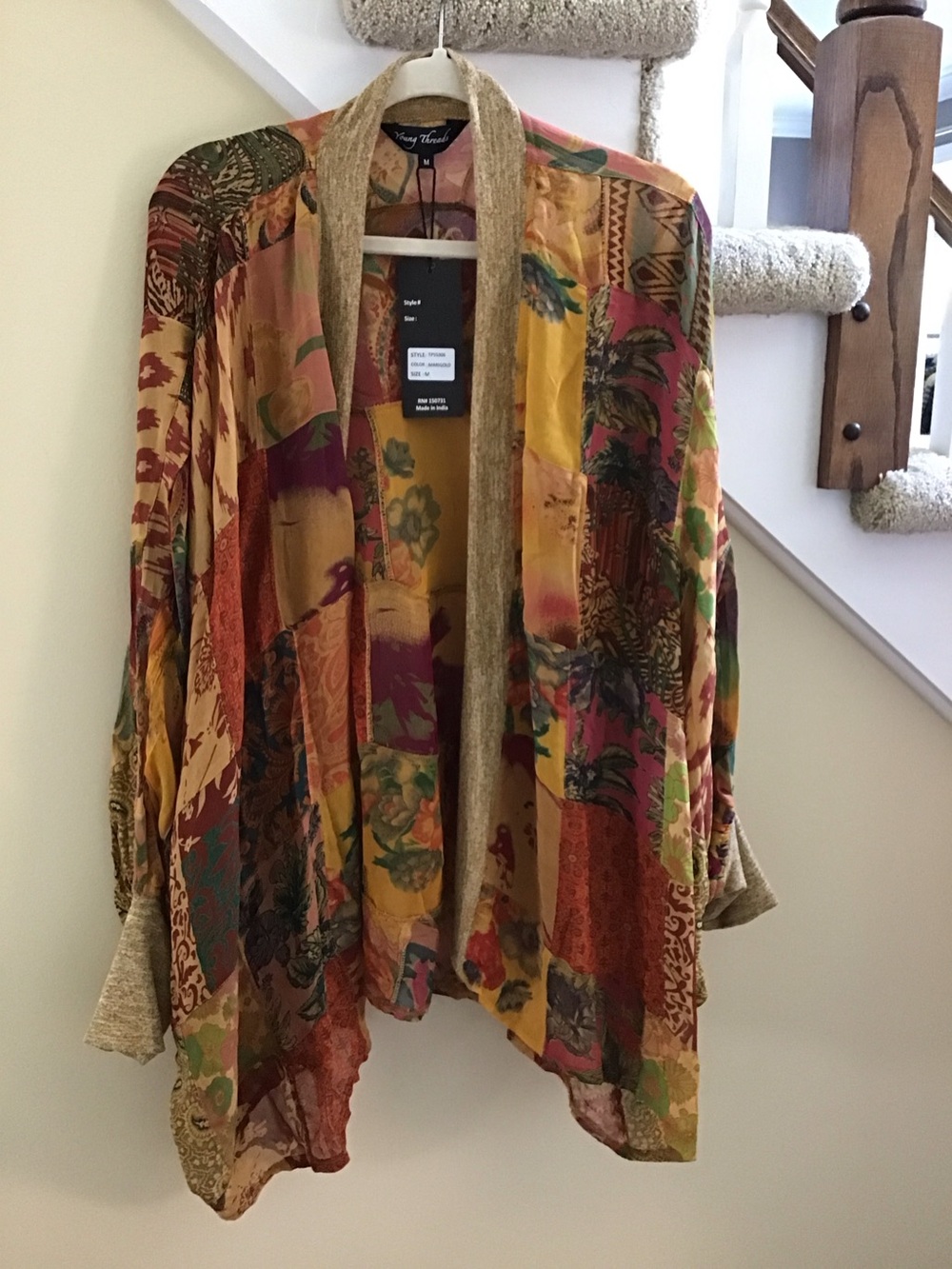 YOUNG THREADS NWT CARDIGAN Viscose Rust Mixed Colors Size Med